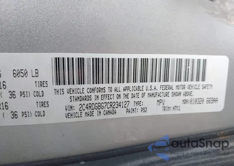 2012 Dodge Grand Caravan Se/Avp из США, поврежденный, VIN 2C4RDGBG7CR234127